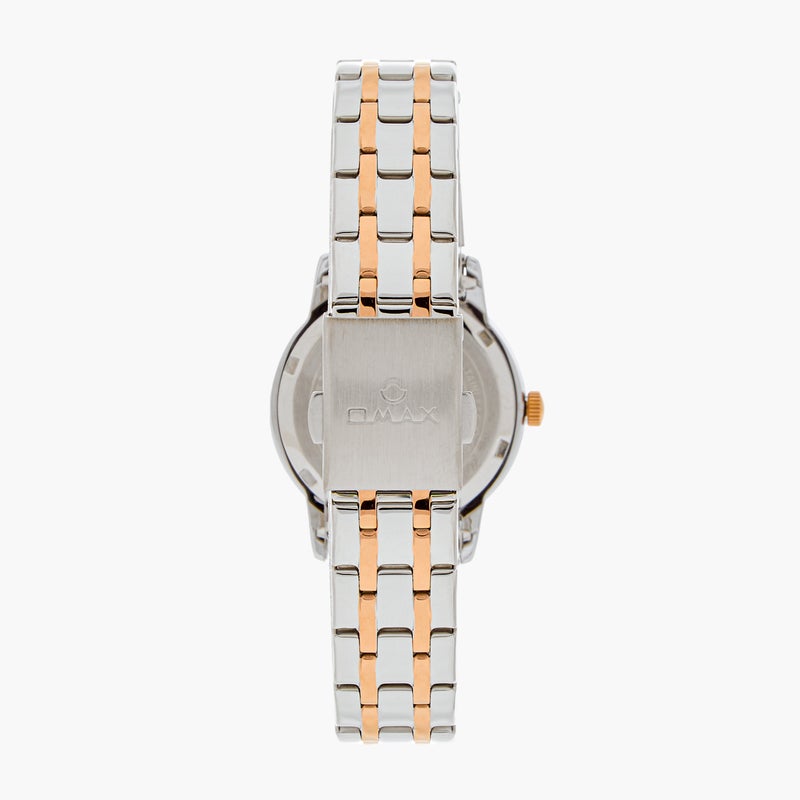 OMAX ساعة أومكس النسائية التناظرية باللونين الذهبي والفضي - Image 3